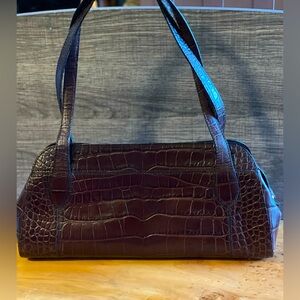 Monsac Brown Embossed Croc Leather Handbag with tags